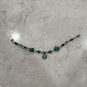 Silver and Turquoise color beaded Bracelet